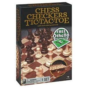 Cardinal Classic Chess·Checkers·Tic-Tac-Toe Set with 𝘥𝘶𝘢𝘭-𝘴𝘪𝘥𝘦𝘥 Gameboard NIB